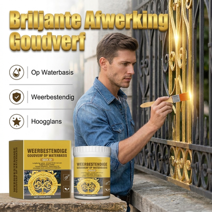 🥳 HOTT 2026 UITVERKOOP! 🥳💞MEER DAN 50.000 STUKS VERKOCHT! 🏠✨ 50% KORTING! WEERBESTENDIGE GOUDEN VERF – OP WATERBASIS, MET EEN SCHITTERENDE GLANS. VEILIG VOOR METAAL, HOUT & STEEN. GAAT LANG MEE, ONGEACHT REGEN OF ZON! 🖌️💛