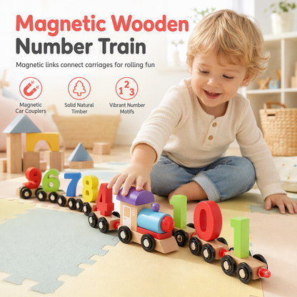 🚂 Magnetische Houten Getallentrein
