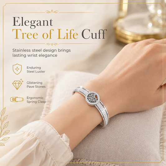 🌸 NU 50% KORTING! 🌸 Roestvrijstalen armband met ‘Tree of Life’-motief – Elegante en schitterende sieraden🌳✨💎