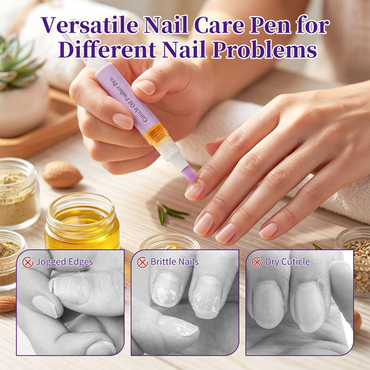 💜KOOP 1, KRIJG 1 GRATIS!!💜 2-in-1 nagelriemolie-duwer met keramische punt, nagelriemverwijderaar en nagelverzorgingspen voor droge, beschadigde nagels, velletjes rond de nagels, hydraterende nagellak en een stralende teint.