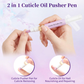 💜KOOP 1, KRIJG 1 GRATIS!!💜 2-in-1 nagelriemolie-duwer met keramische punt, nagelriemverwijderaar en nagelverzorgingspen voor droge, beschadigde nagels, velletjes rond de nagels, hydraterende nagellak en een stralende teint.