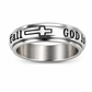 ✨Zilveren titanium stalen spinnerring met de gravure ‘God Is Within Her She Will Not Fall’