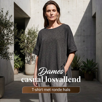 👚Effen, ruimvallende top met boothals voor dames