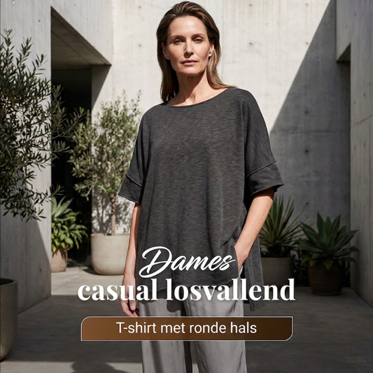 👚Effen, ruimvallende top met boothals voor dames