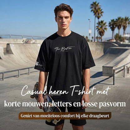 Heren losvallend overhemd met korte mouwen