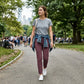 Hoge elastische broek voor dames met zakken met ritssluiting