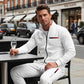 Casual Herenset met Bedrukte Jas met Rits en Broek